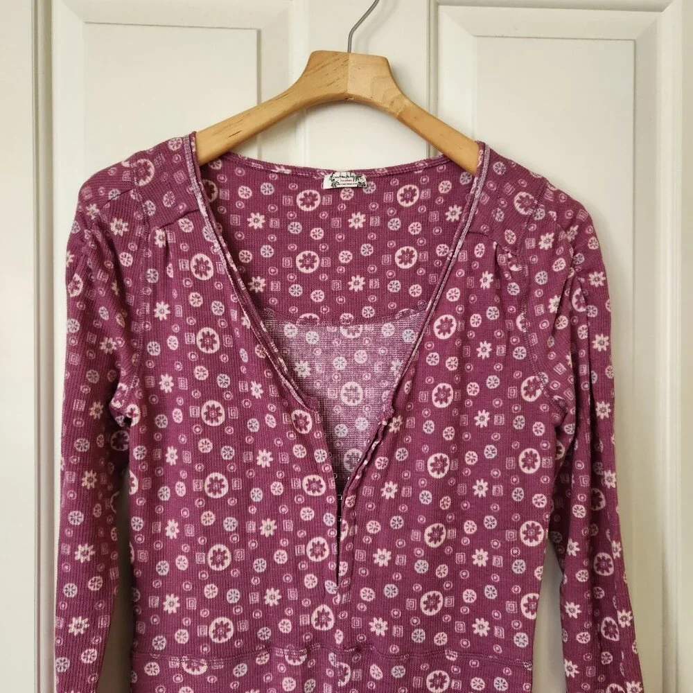 Free People Intimately Home Alone Pink Floral Onesie Pajama Long John Comfy - Picture 4 of 9